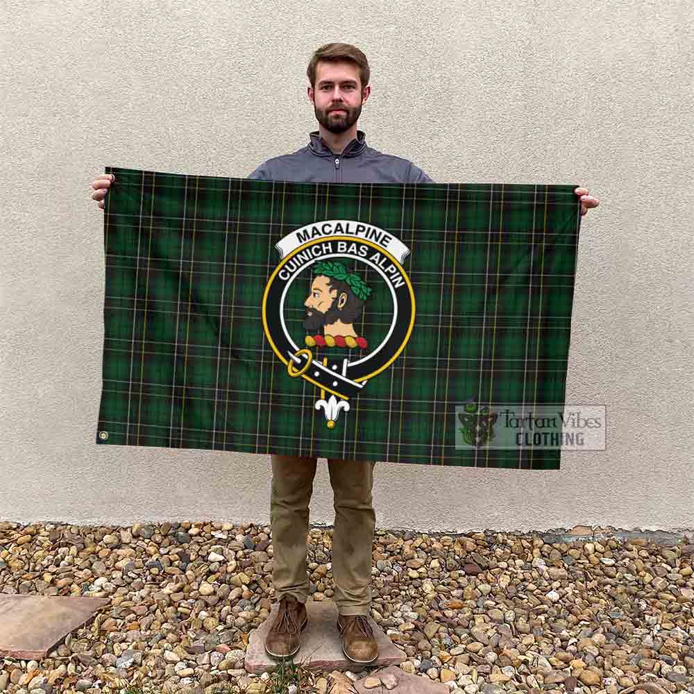 Tartan Vibes Clothing MacAlpine (MacAlpin) Tartan House Flag with Family Crest