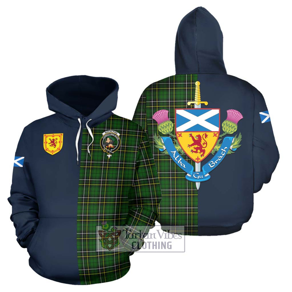 MacAlpine Modern Tartan Hoodie Alba with Scottish Lion Royal Arm Half Style Zip Hoodie - Tartan Vibes Clothing