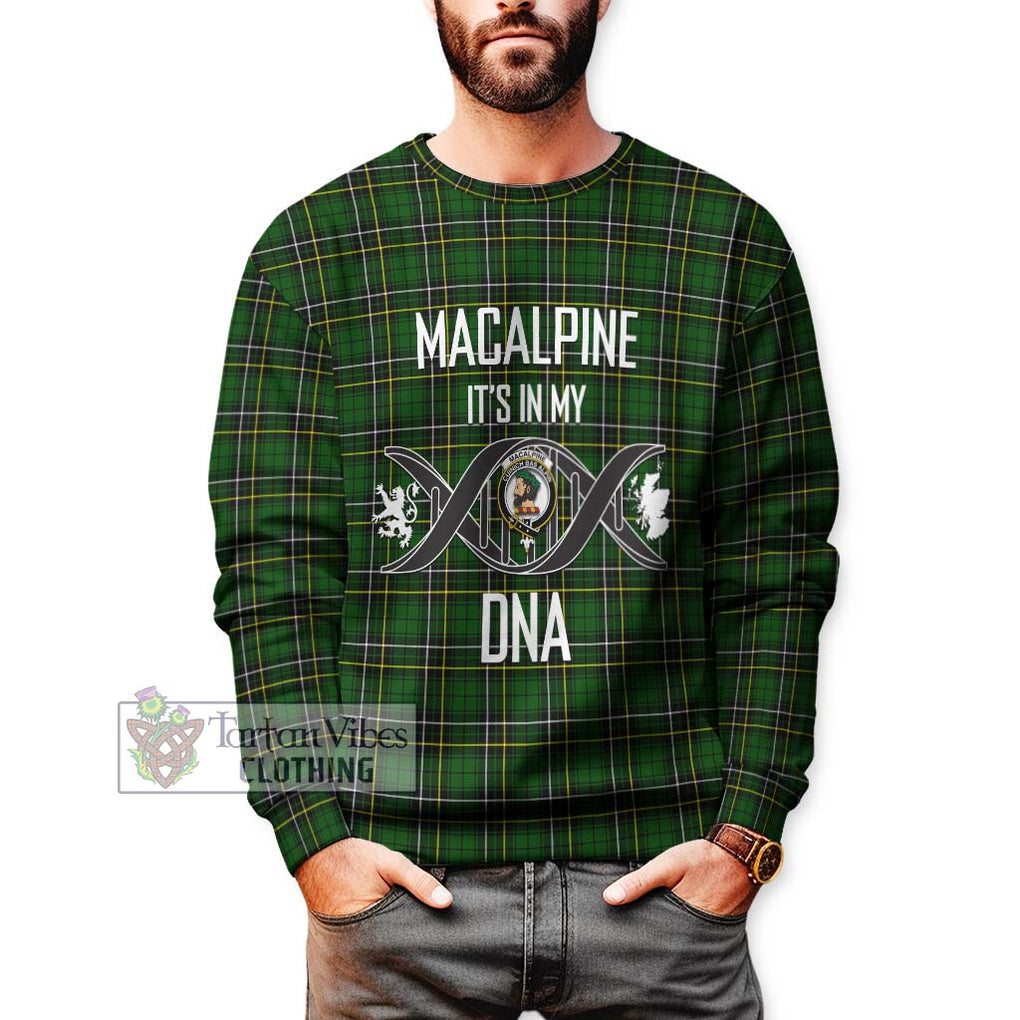 MacAlpine Modern Tartan Sweatshirt with Family Crest DNA In Me Style Unisex - Tartanvibesclothing Shop