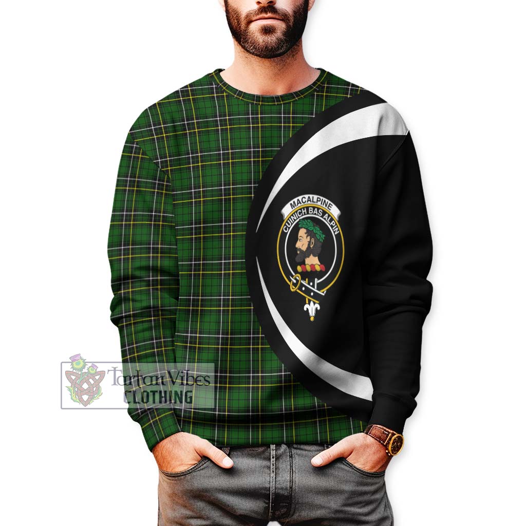 MacAlpine Modern Tartan Sweatshirt with Family Crest Circle Style - Tartan Vibes Clothing