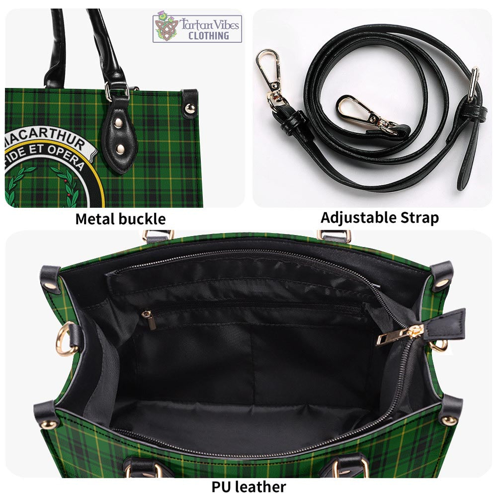 Tartan Vibes Clothing MacArthur Tartan Luxury Leather Handbags with Family Crest