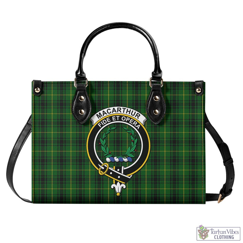 Tartan Vibes Clothing MacArthur Tartan Luxury Leather Handbags with Family Crest