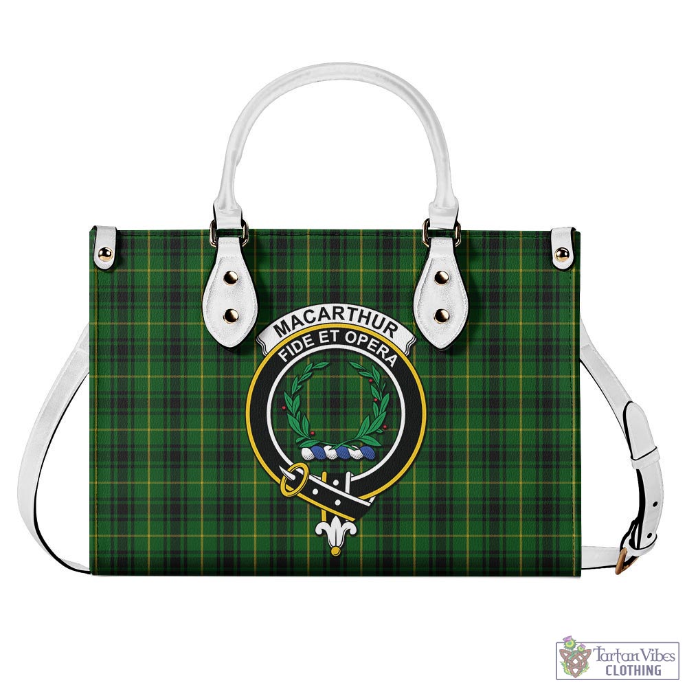 Tartan Vibes Clothing MacArthur Tartan Luxury Leather Handbags with Family Crest