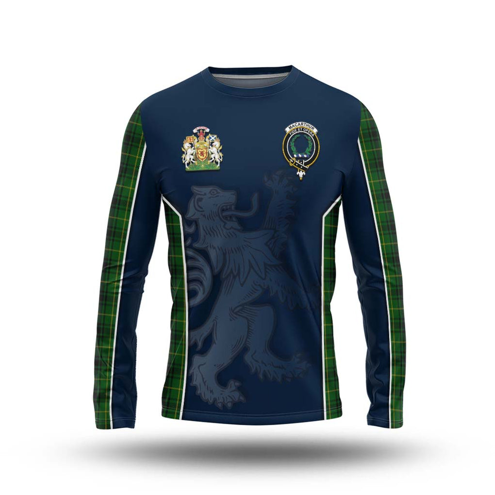 MacArthur (McArthur) Tartan Long Sleeve T-Shirt with Family Crest and Lion Rampant Vibes Sport Style Unisex - Tartan Vibes Clothing