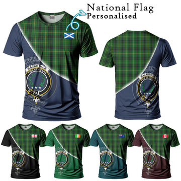 MacArthur (McArthur) Tartan T-Shirt with Personalised National Flag and Family Crest Half Style