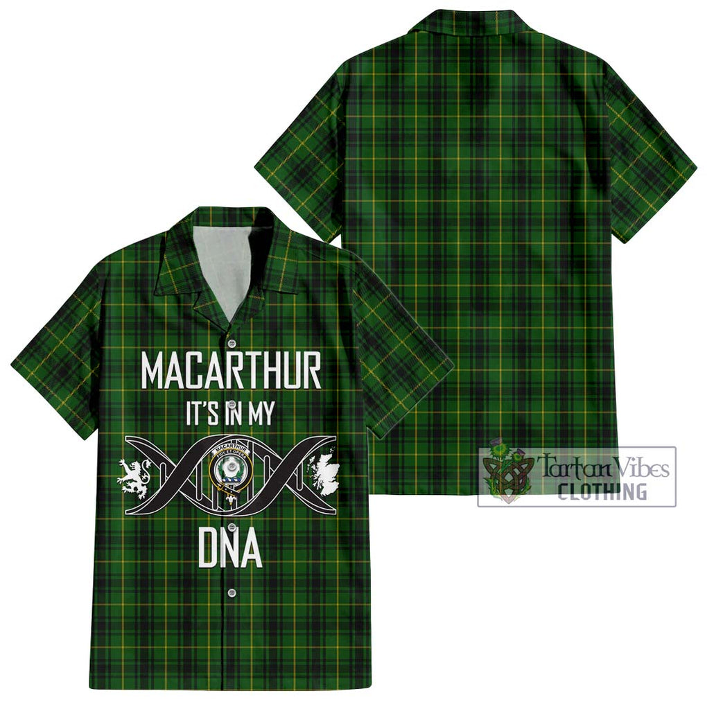 MacArthur (McArthur) Tartan Short Sleeve Button Shirt with Family Crest DNA In Me Style Kid - Tartanvibesclothing Shop