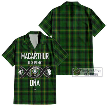 MacArthur (McArthur) Tartan Short Sleeve Button Shirt with Family Crest DNA In Me Style