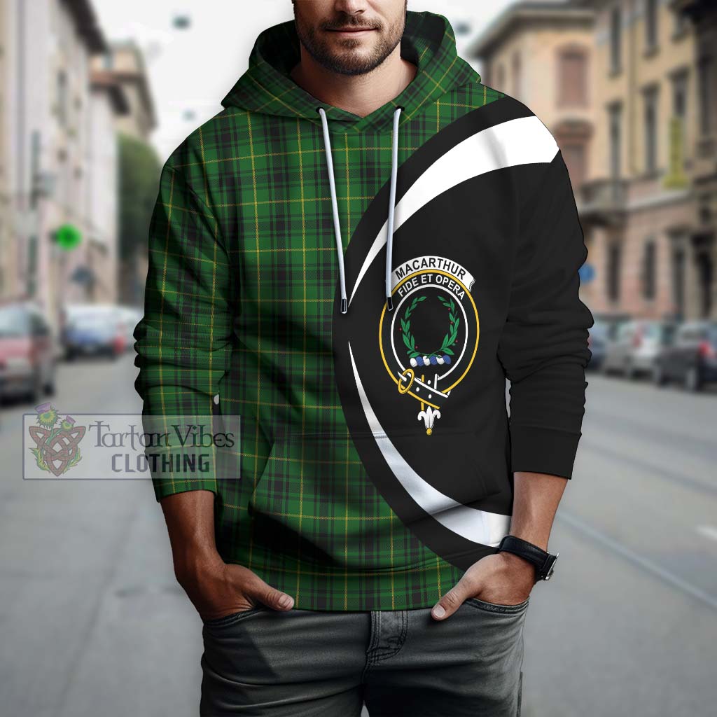 Tartan Vibes Clothing MacArthur Tartan Hoodie with Family Crest Circle Style