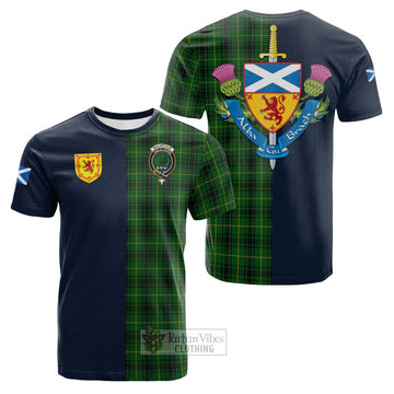 MacArthur (McArthur) Tartan Cotton T-shirt Alba with Scottish Lion Royal Arm Half Style