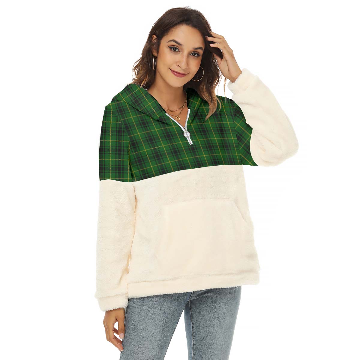 MacArthur (McArthur) Tartan Women's Borg Fleece Hoodie With Half Zip Female - Tartan Vibes Clothing