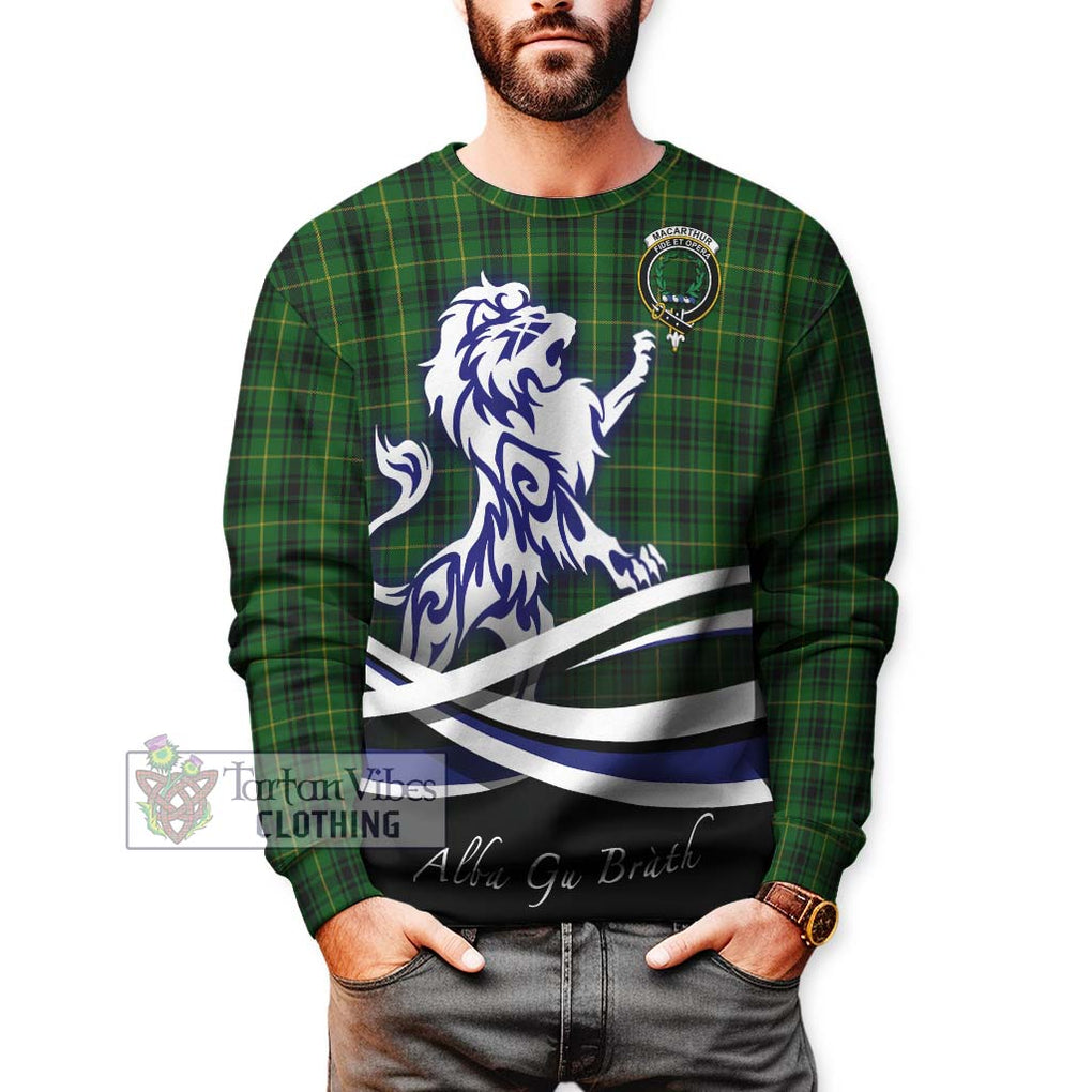 MacArthur (McArthur) Tartan Sweatshirt with Alba Gu Brath Regal Lion Emblem Unisex - Tartanvibesclothing Shop