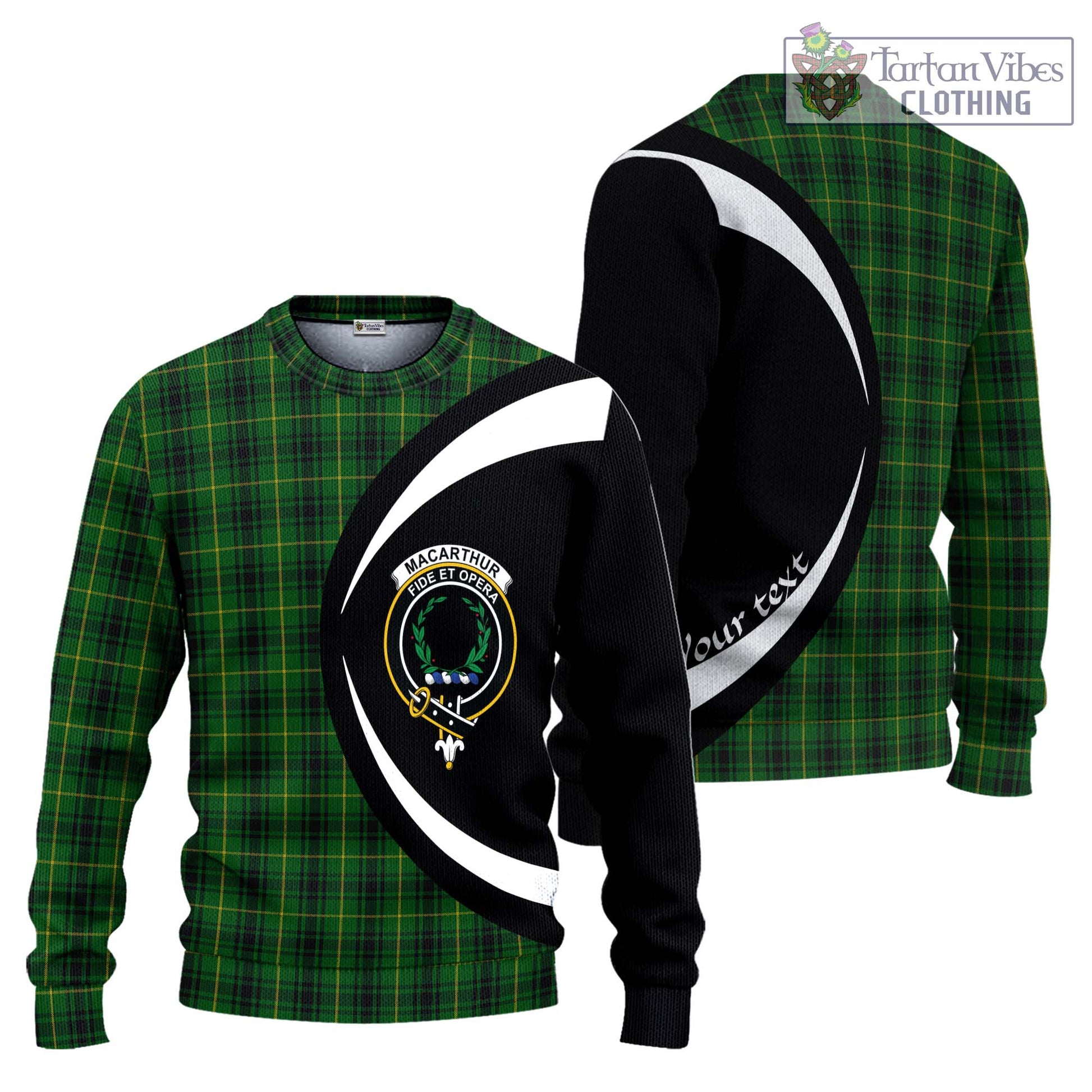 MacArthur (McArthur) Tartan Knitted Sweater with Family Crest Circle Style Unisex - Tartan Vibes Clothing