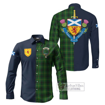 MacArthur (McArthur) Tartan Long Sleeve Button Shirt Alba with Scottish Lion Royal Arm Half Style