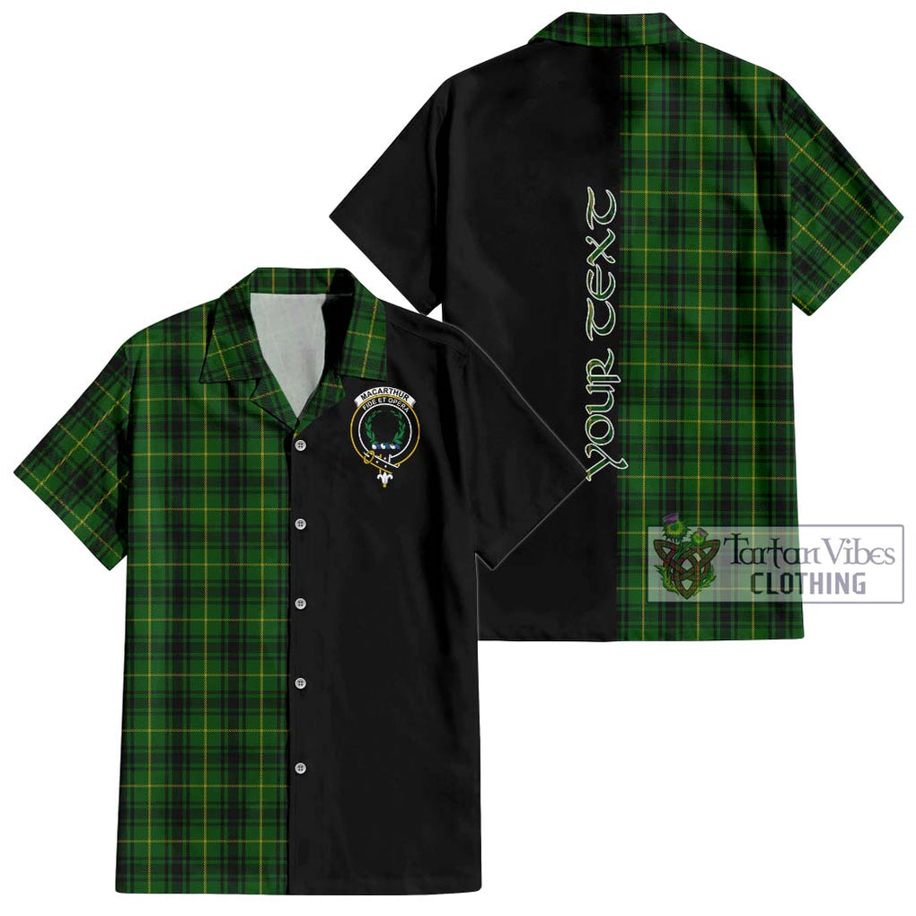 MacArthur (McArthur) Tartan Short Sleeve Button Shirt with Family Crest and Half Of Me Style Kid - Tartanvibesclothing Shop