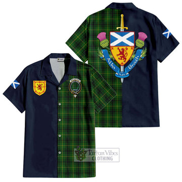 MacArthur (McArthur) Tartan Short Sleeve Button Shirt Alba with Scottish Lion Royal Arm Half Style