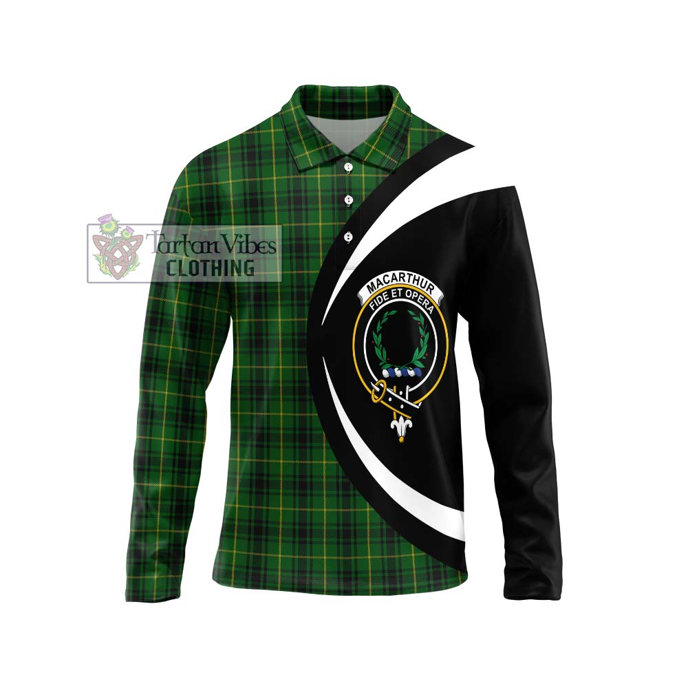 MacArthur (McArthur) Tartan Long Sleeve Polo Shirt with Family Crest Circle Style Unisex - Tartan Vibes Clothing