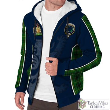 MacArthur (McArthur) Tartan Sherpa Hoodie with Family Crest and Lion Rampant Vibes Sport Style