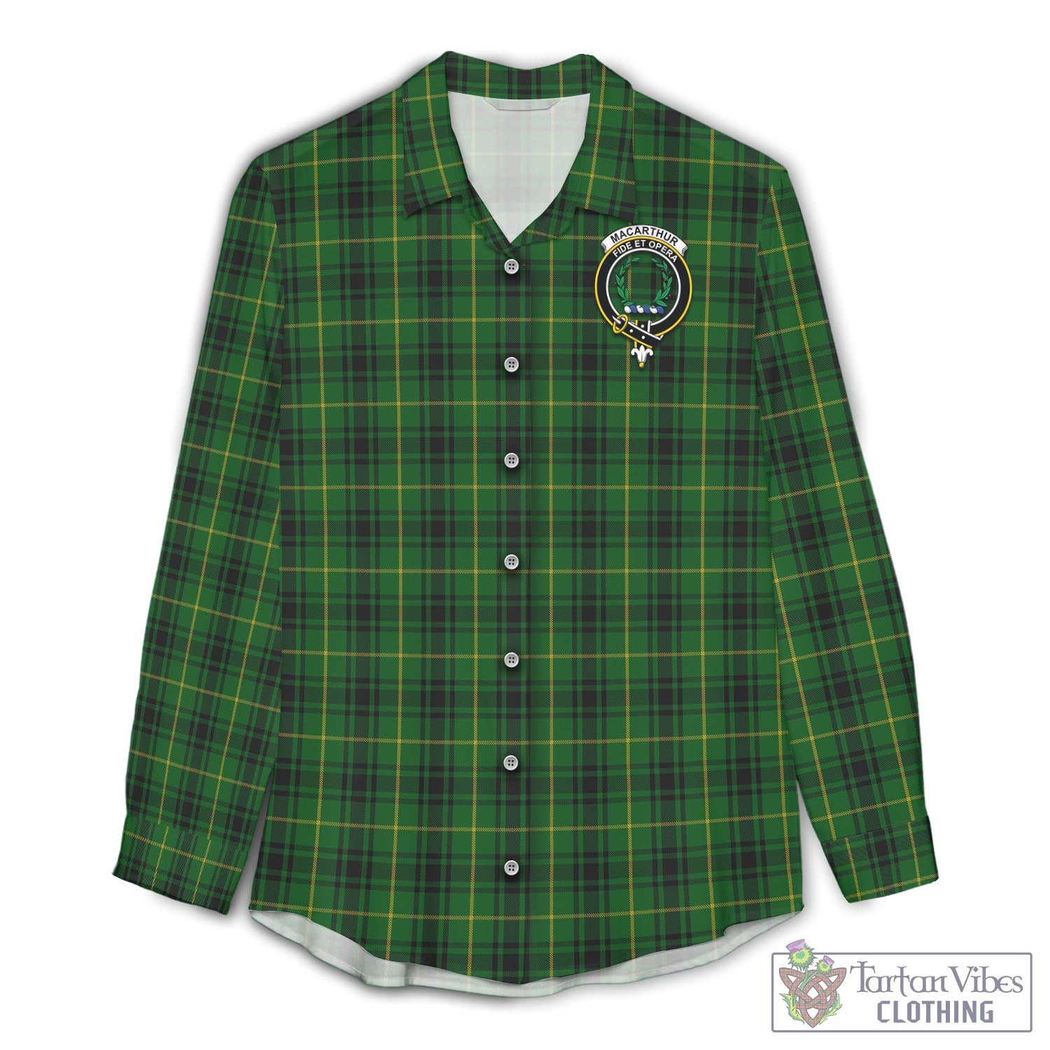 Tartan Vibes Clothing MacArthur Tartan Womens Casual Shirt with Family Crest