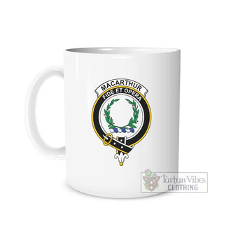 MacArthur (McArthur) Family Crest Ceramic Mug White - 2D-tartanvibesclothing