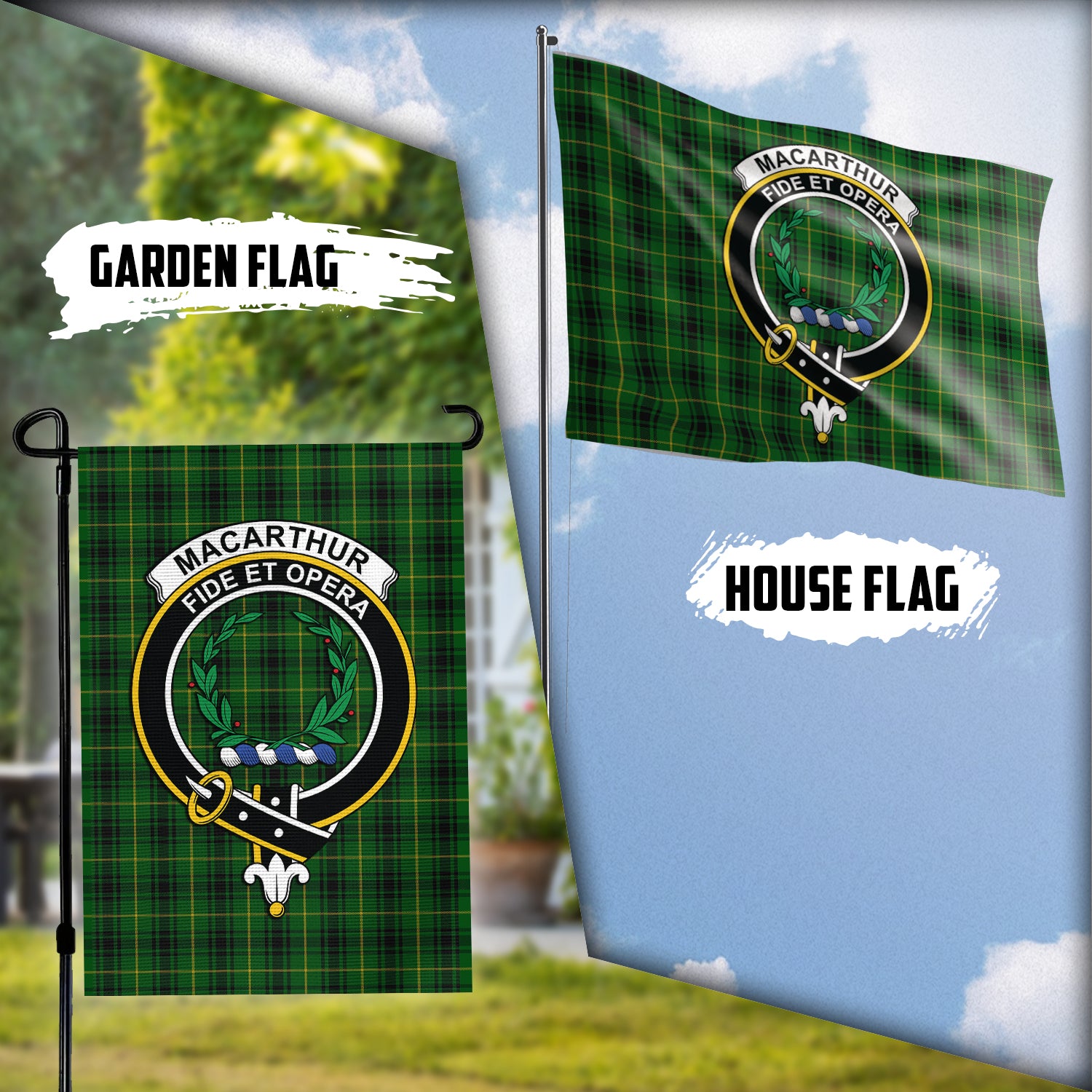 MacArthur (McArthur) Tartan Flag with Family Crest Garden Flag (Vertical) - Tartan Vibes Clothing