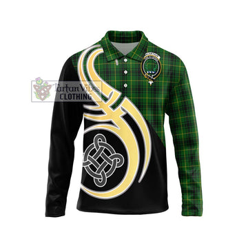 MacArthur (McArthur) Tartan Long Sleeve Polo Shirt with Family Crest and Celtic Symbol Style