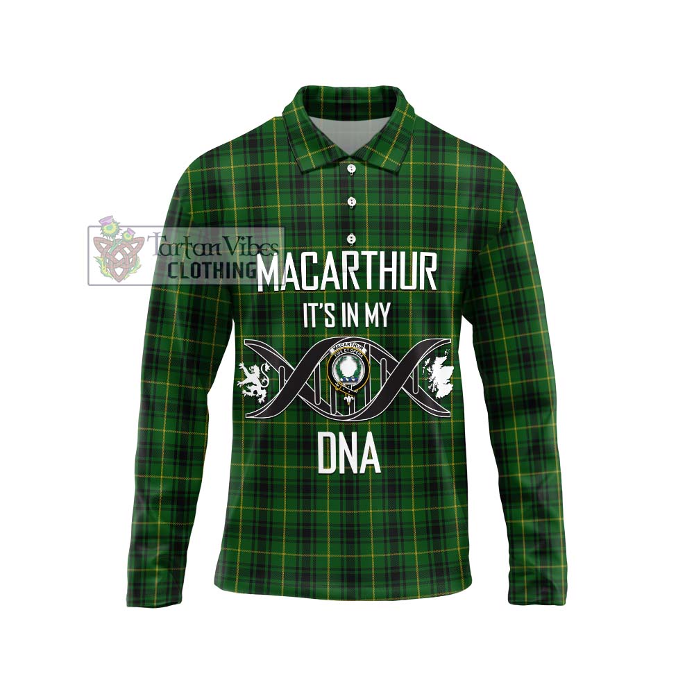 MacArthur (McArthur) Tartan Long Sleeve Polo Shirt with Family Crest DNA In Me Style Unisex - Tartanvibesclothing Shop