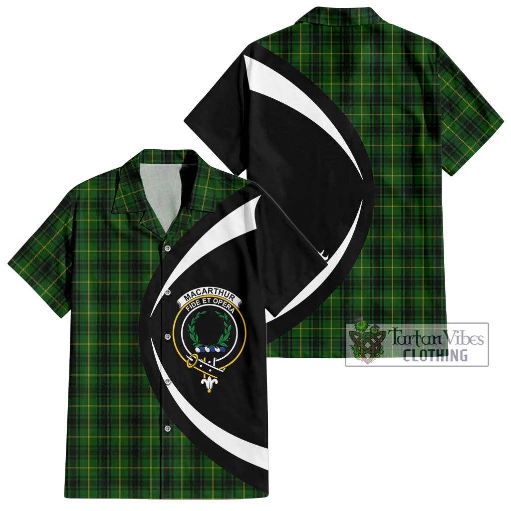 MacArthur (McArthur) Tartan Short Sleeve Button Up with Family Crest Circle Style Kid - Tartan Vibes Clothing