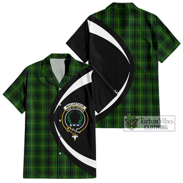 MacArthur (McArthur) Tartan Short Sleeve Button Up with Family Crest Circle Style