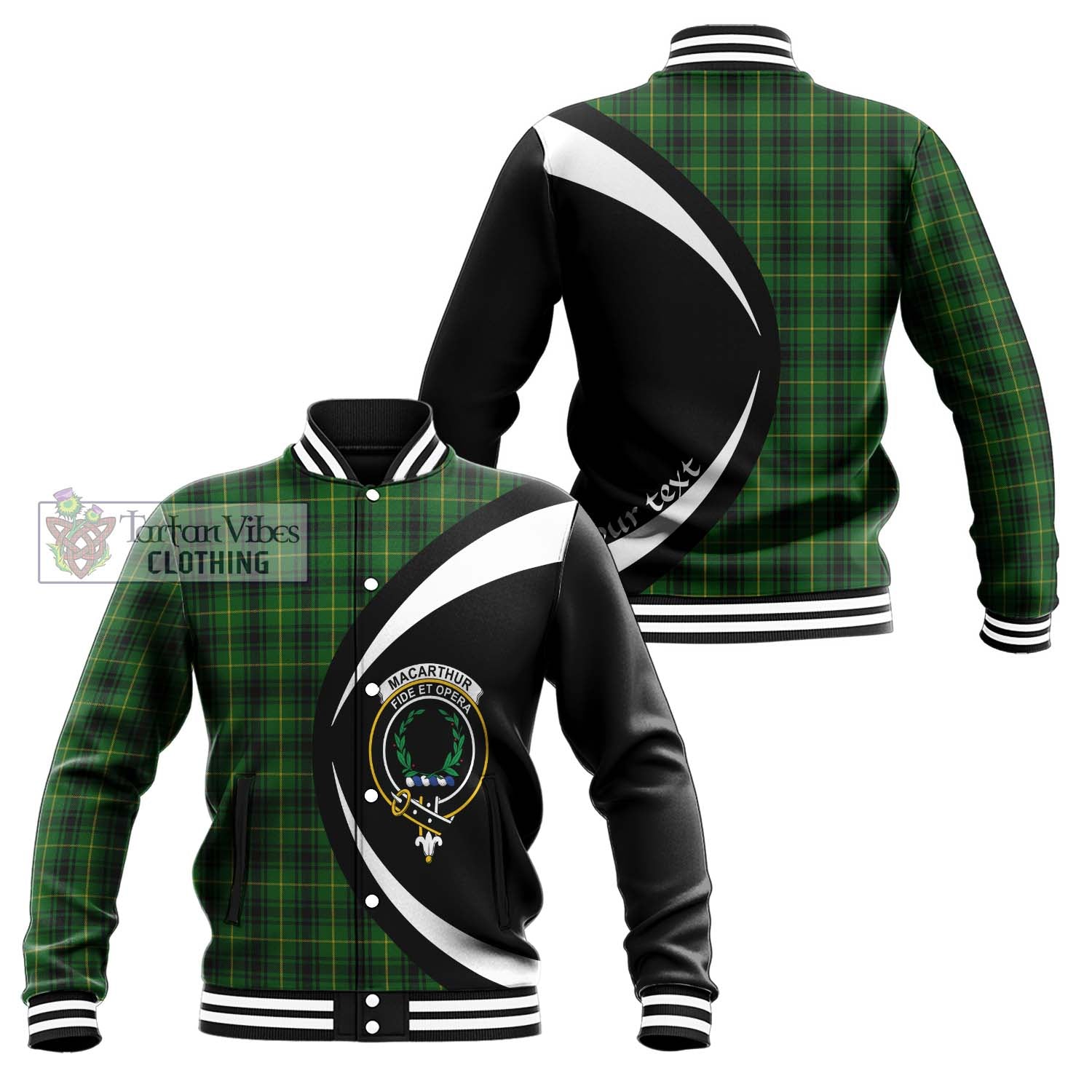 MacArthur (McArthur) Tartan Baseball Jacket with Family Crest Circle Style Unisex - Tartan Vibes Clothing