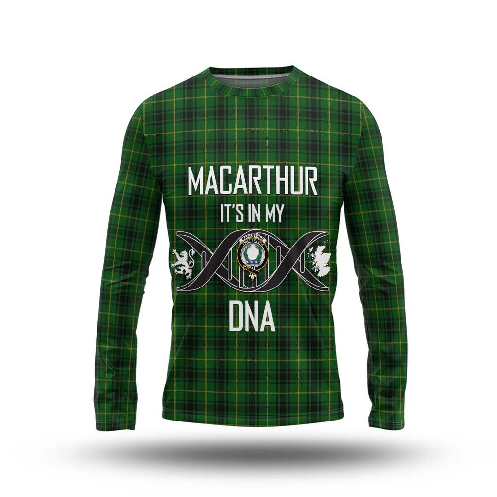 MacArthur (McArthur) Tartan Long Sleeve T-Shirt with Family Crest DNA In Me Style Unisex - Tartanvibesclothing Shop