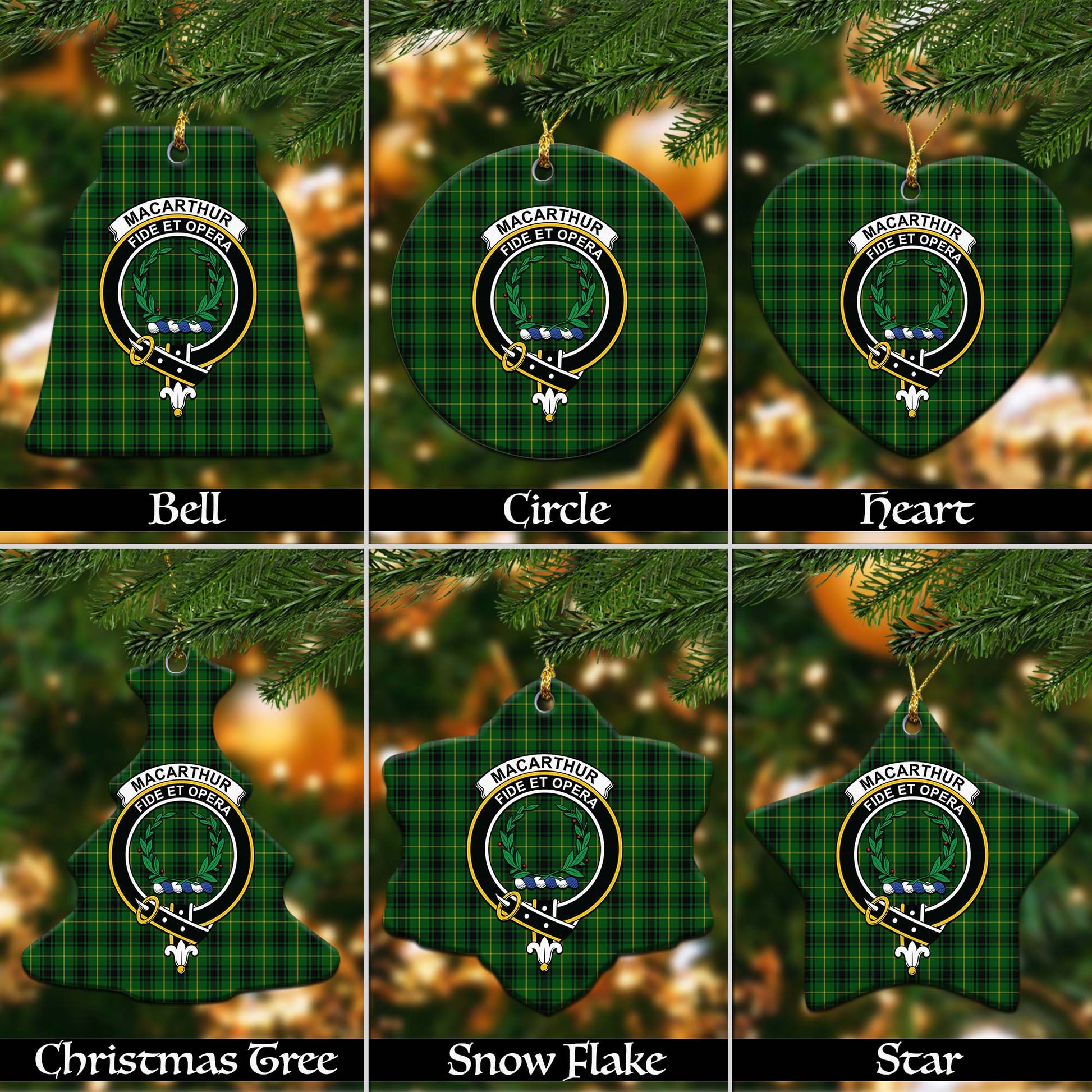 MacArthur Tartan Christmas Ornaments with Family Crest - Tartanvibesclothing