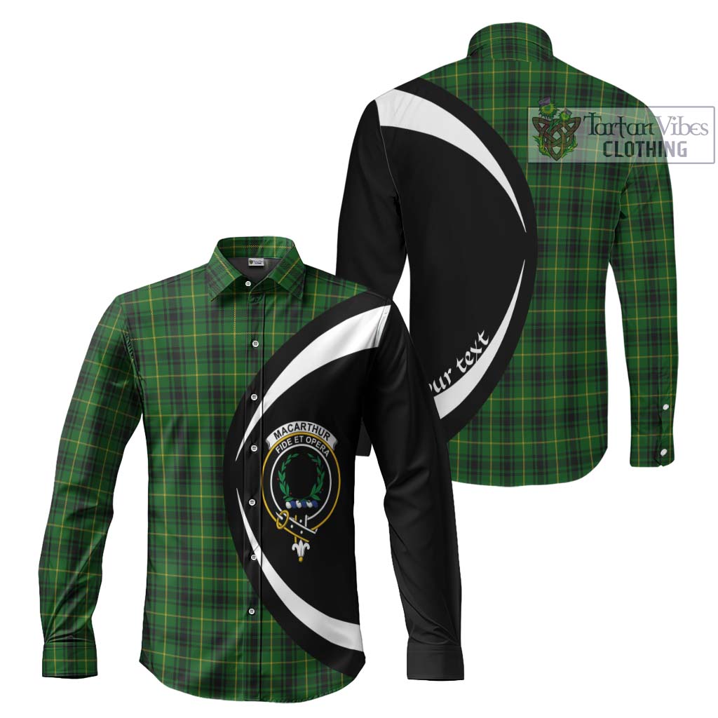 MacArthur (McArthur) Tartan Long Sleeve Button Up with Family Crest Circle Style Men's Shirt S - Tartan Vibes Clothing