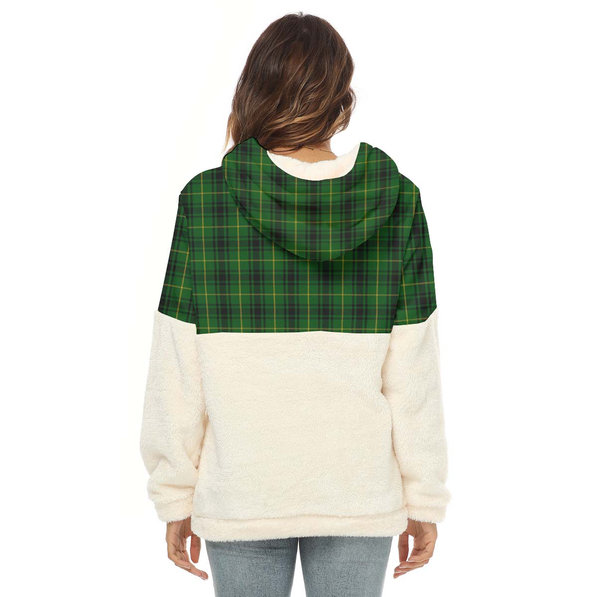 MacArthur (McArthur) Tartan Women's Borg Fleece Hoodie With Half Zip with Family Crest - Tartan Vibes Clothing