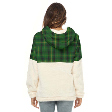 MacArthur (McArthur) Tartan Women's Borg Fleece Hoodie With Half Zip with Family Crest