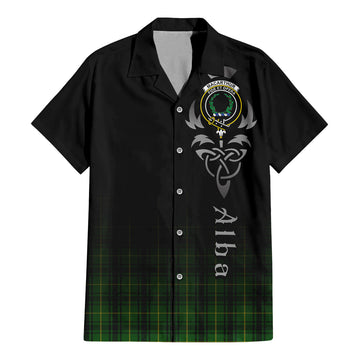 MacArthur (McArthur) Tartan Short Sleeve Button Up Shirt Featuring Alba Gu Brath Family Crest Celtic Inspired