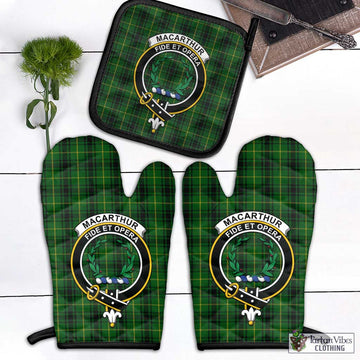MacArthur (McArthur) Tartan Combo Oven Mitt & Pot-Holder with Family Crest Black - Tartan Vibes Clothing