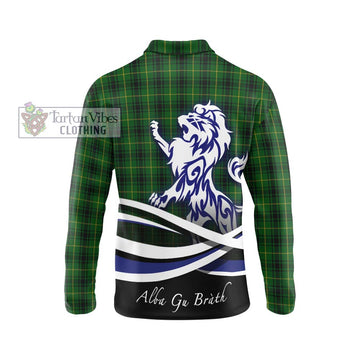 MacArthur (McArthur) Tartan Long Sleeve Polo Shirt with Alba Gu Brath Regal Lion Emblem