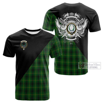 MacArthur (McArthur) Tartan Cotton T-shirt with Family Crest and Military Logo Style