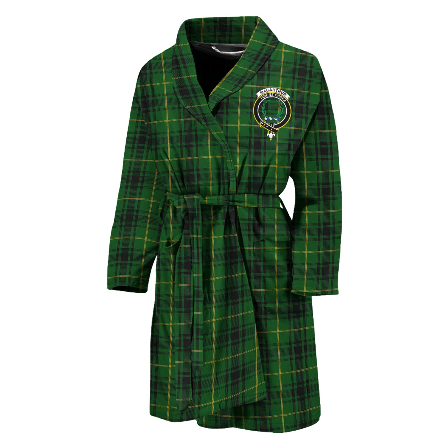 MacArthur (McArthur) Tartan Bathrobe with Family Crest Unisex M - Tartan Vibes Clothing