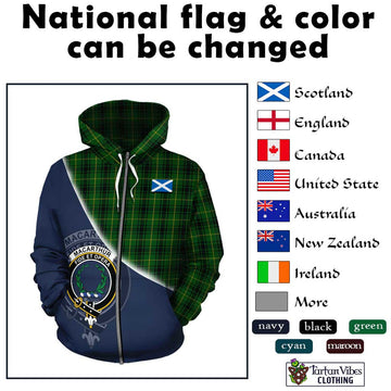 MacArthur (McArthur) Tartan Hoodie with Personalised National Flag and Family Crest Half Style