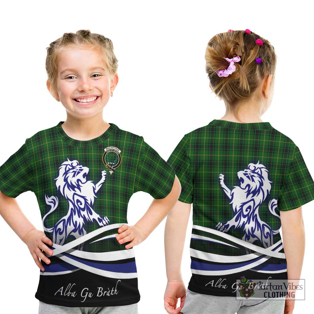 MacArthur (McArthur) Tartan Kid T-Shirt with Alba Gu Brath Regal Lion Emblem - Tartan Vibes Clothing