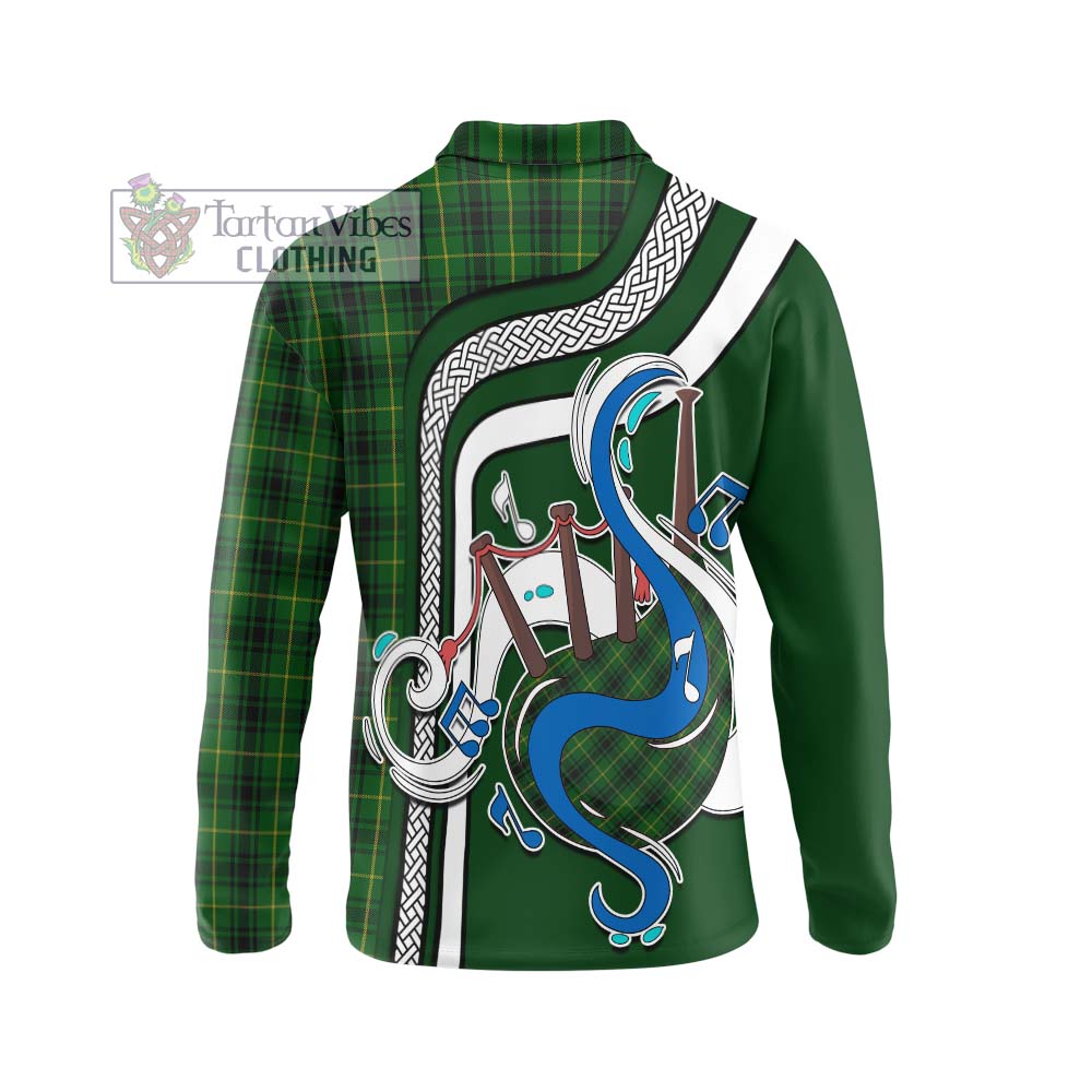 Tartan Vibes Clothing MacArthur Tartan Long Sleeve Polo Shirt with Epic Bagpipe Style