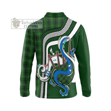 MacArthur (McArthur) Tartan Long Sleeve Polo Shirt with Epic Bagpipe Style