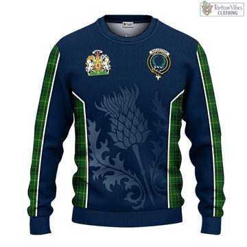 MacArthur (McArthur) Tartan Knitted Sweatshirt with Family Crest and Scottish Thistle Vibes Sport Style