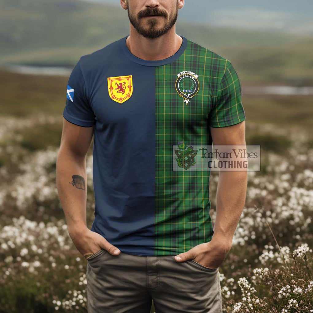 Tartan Vibes Clothing MacArthur Tartan T-Shirt Alba with Scottish Lion Royal Arm Half Style