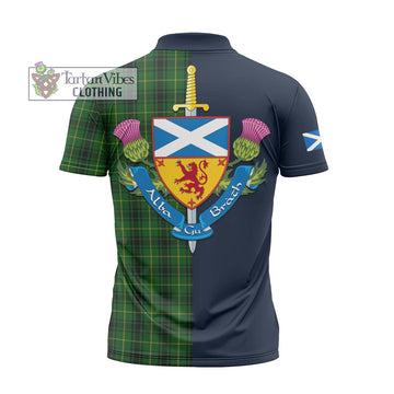 MacArthur (McArthur) Tartan Zipper Polo Shirt Alba with Scottish Lion Royal Arm Half Style