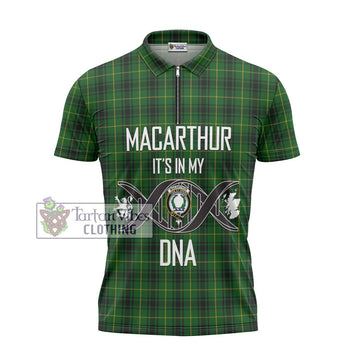 MacArthur (McArthur) Tartan Zipper Polo Shirt with Family Crest DNA In Me Style