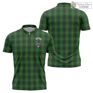 MacArthur (McArthur) Tartan Zipper Polo Shirt with Family Crest