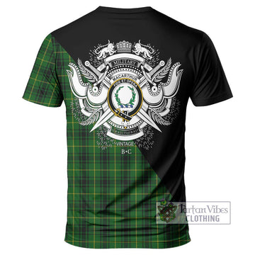 MacArthur (McArthur) Tartan T-Shirt with Family Crest and Military Logo Style