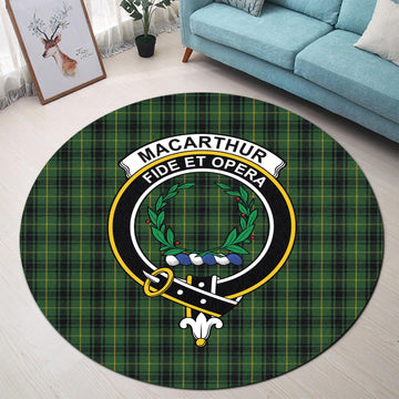 MacArthur (McArthur) Tartan Round Rug with Family Crest